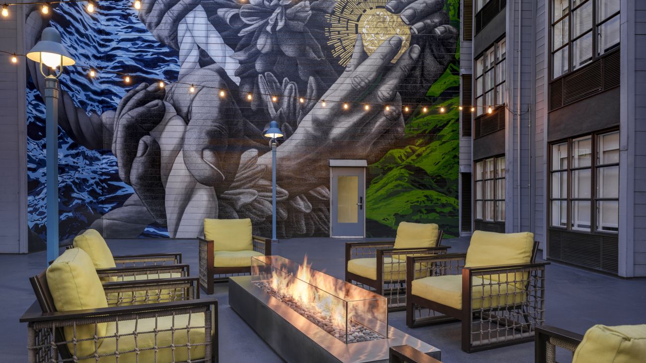 Courtyard - Mural & Fire Pit